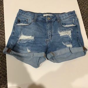 distressed jean shorts